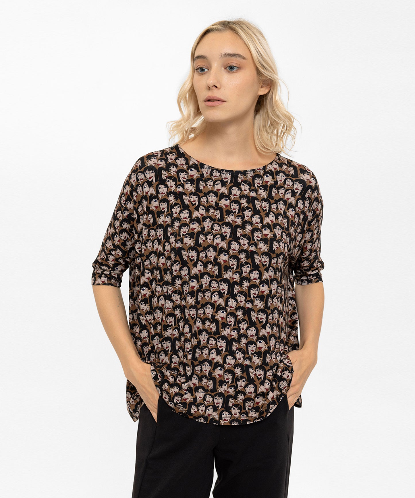 Oversize Desenli Bluz