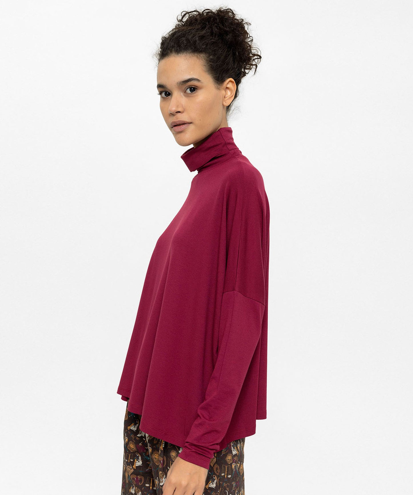 Boğazlı Oversize Vişne Bluz