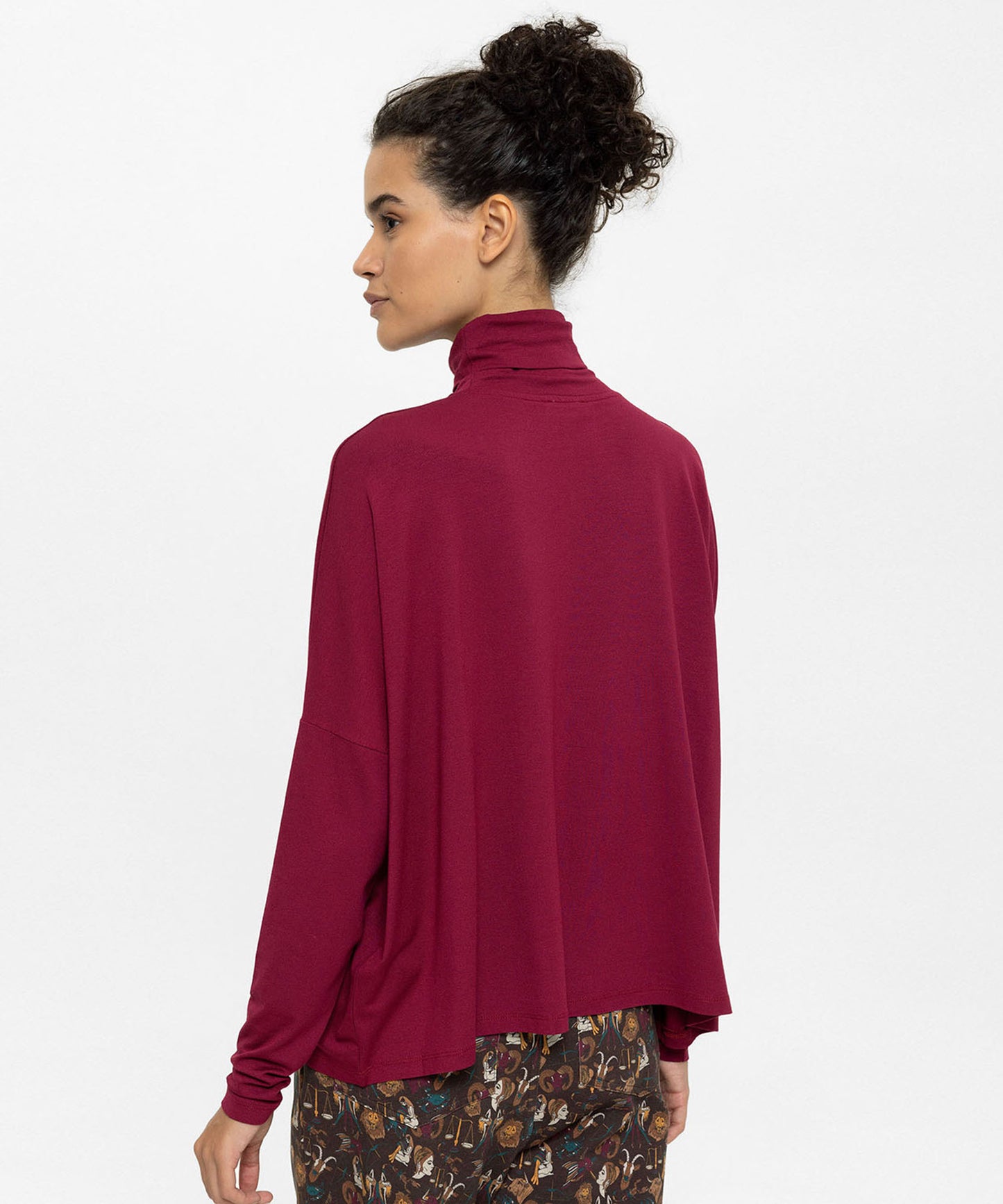 Boğazlı Oversize Vişne Bluz