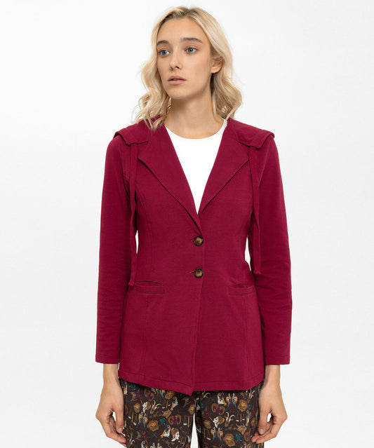 Vişne Rengi Kapüşonlu Ceket