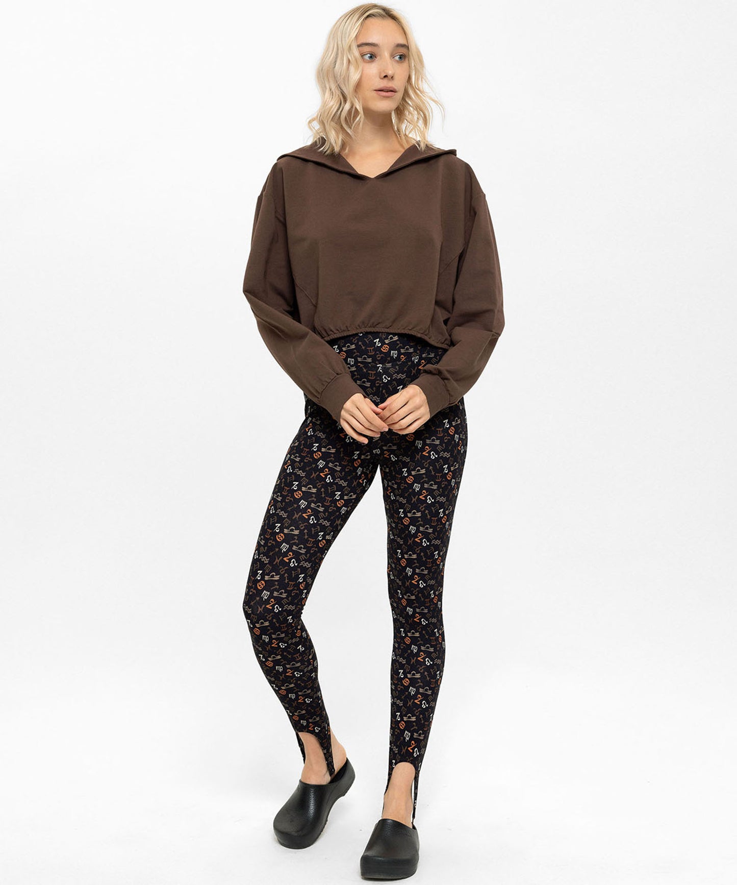 Kapüşonlu Beli Lastikli Kahverengi Oversize Crop