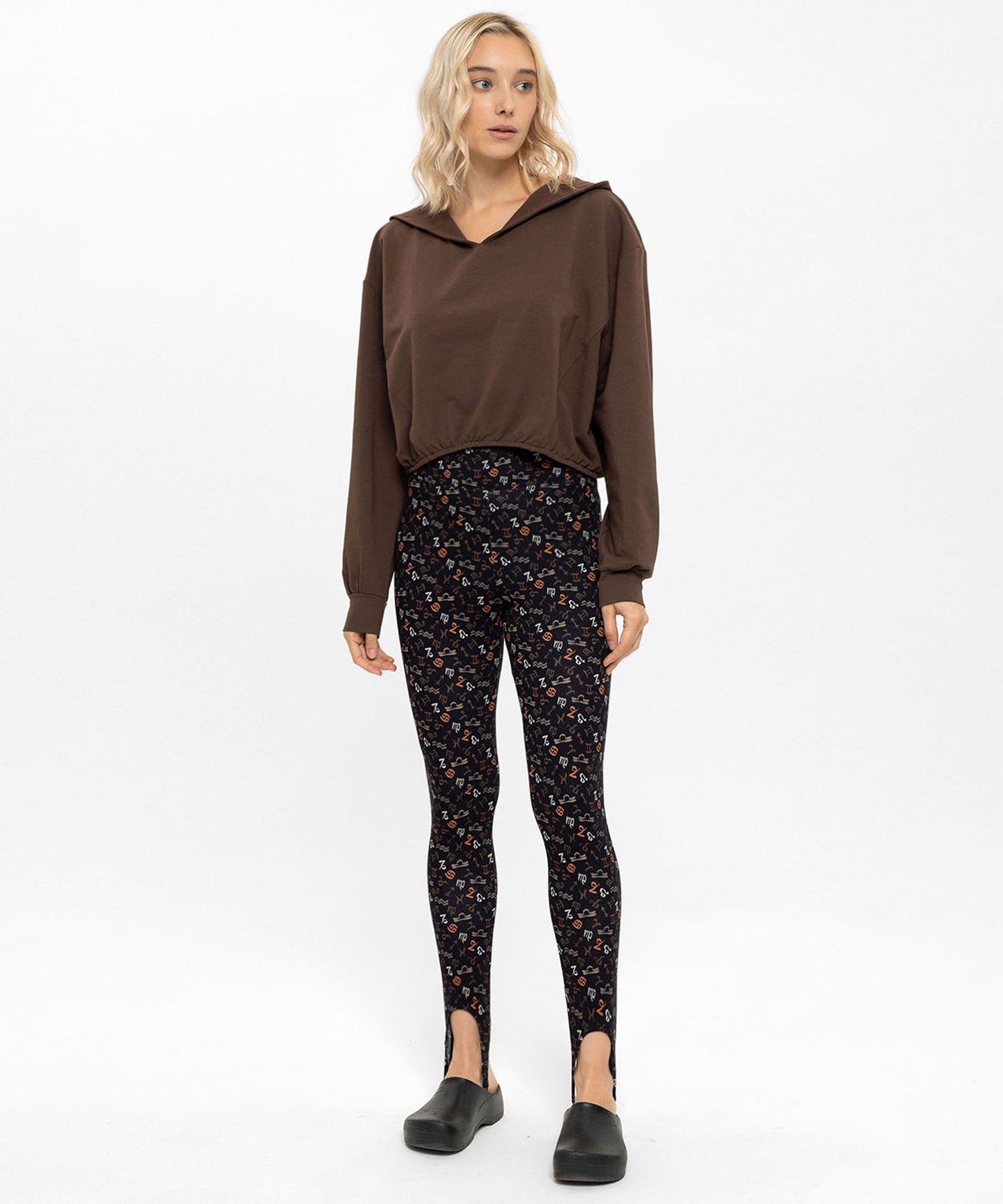 Kapüşonlu Beli Lastikli Kahverengi Oversize Crop
