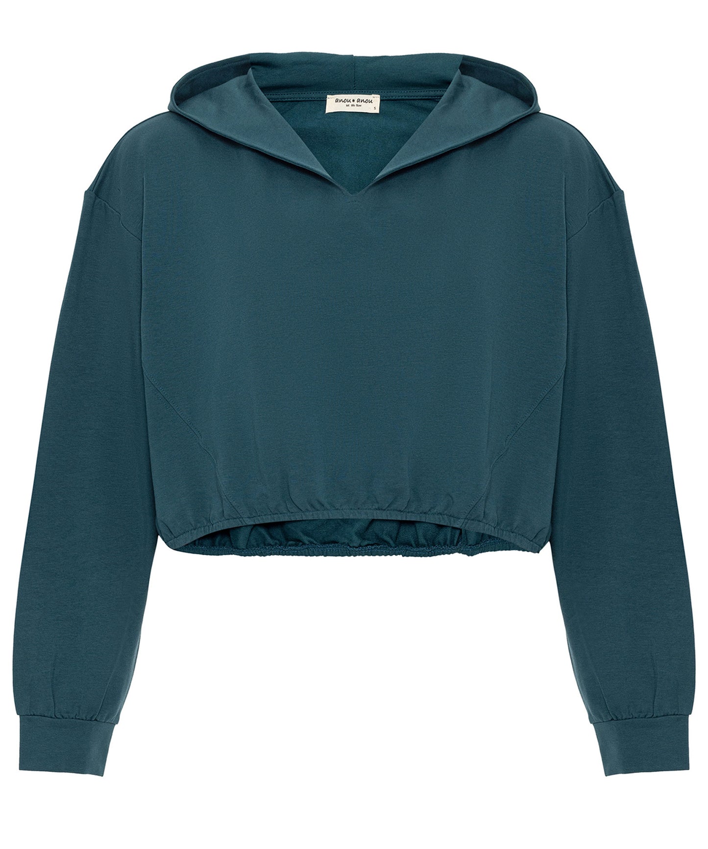 Kapüşonlu Beli Lastikli Nefti Yeşil Oversize Crop