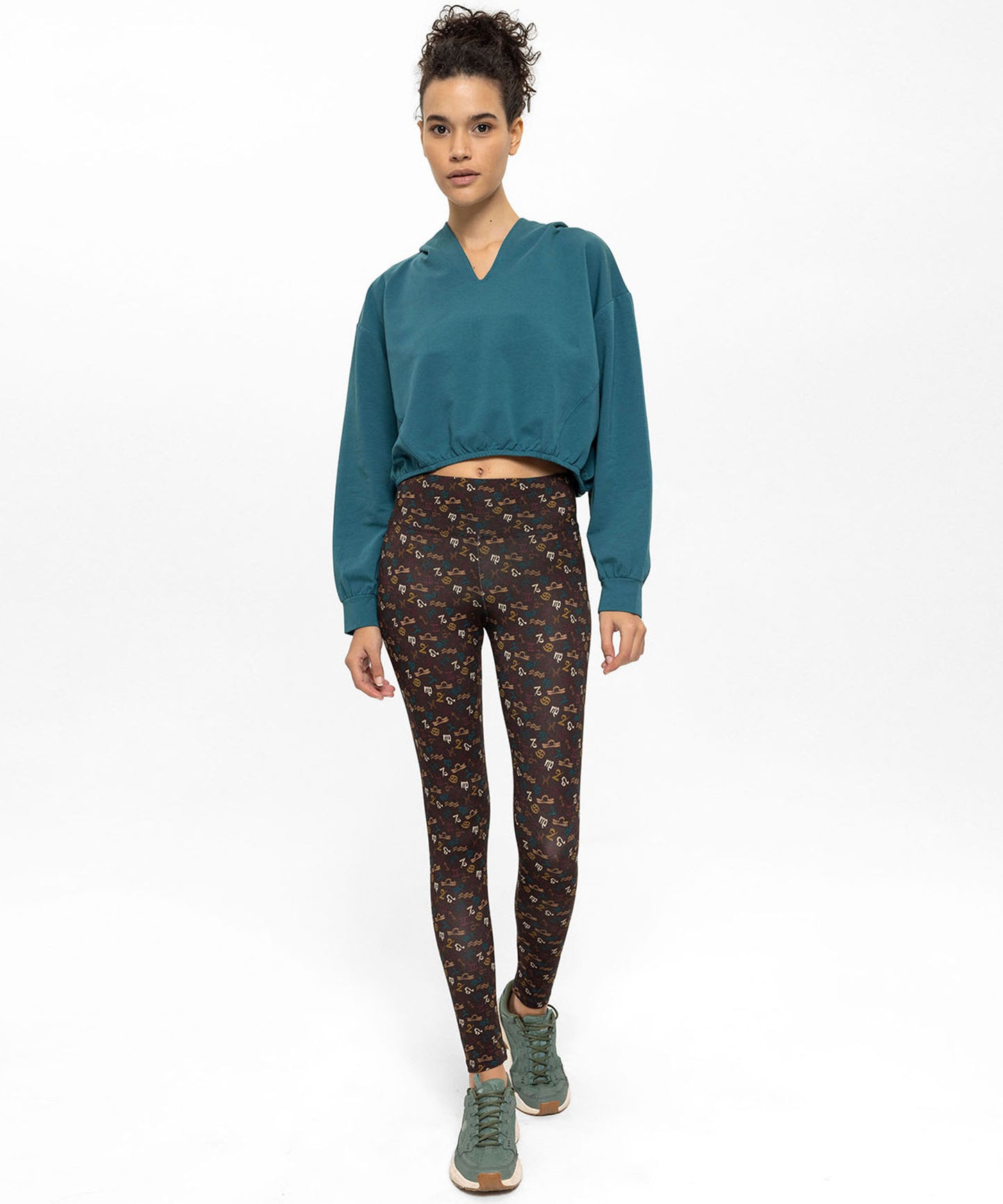 Kapüşonlu Beli Lastikli Nefti Yeşil Oversize Crop