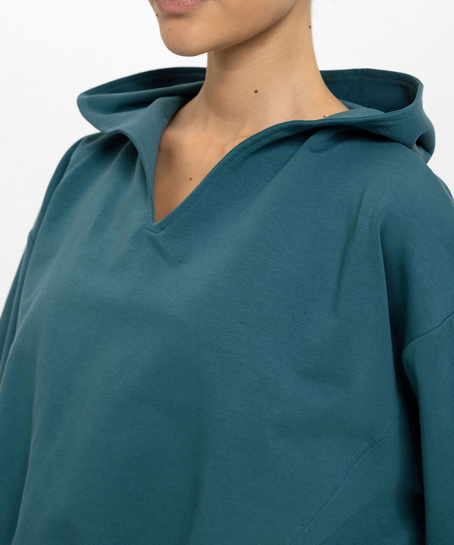 Kapüşonlu Beli Lastikli Nefti Yeşil Oversize Crop