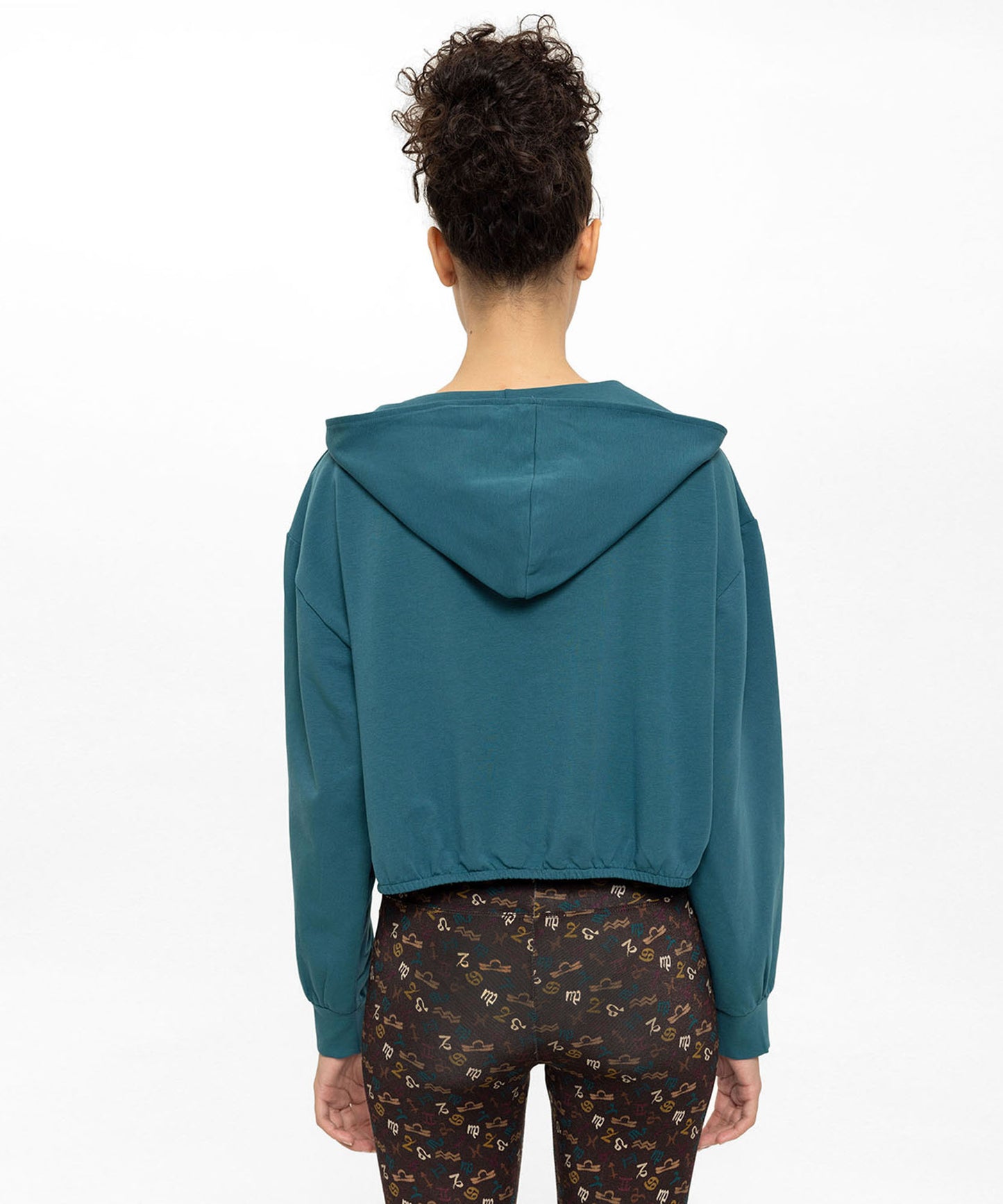 Kapüşonlu Beli Lastikli Nefti Yeşil Oversize Crop