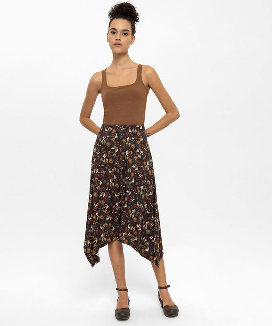 Burçlar Desenli Asimetrik Etek