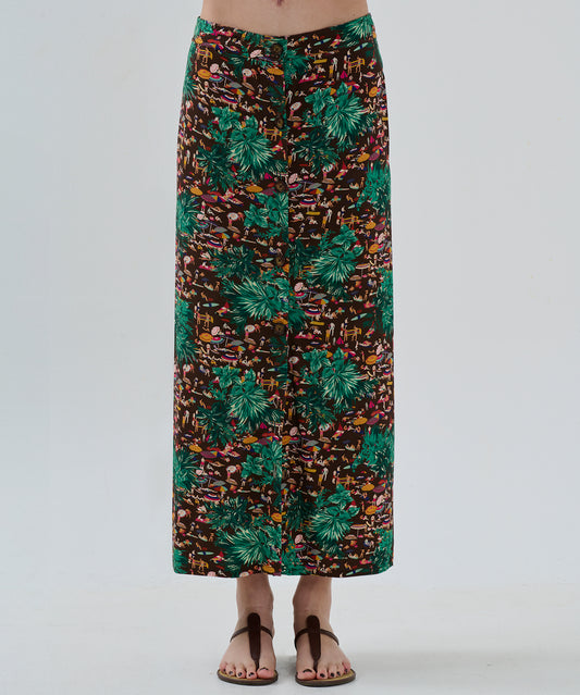 Önden Düğmeli Baskılı Etek