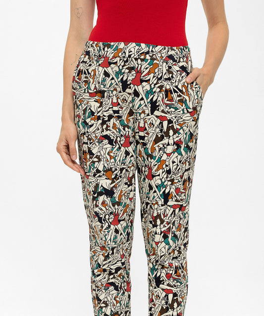 Beli Lastikli Desenli Pantolon