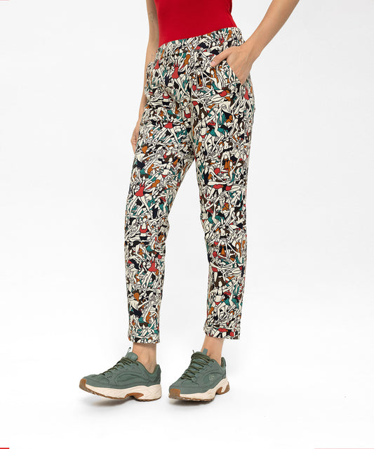 Beli Lastikli Desenli Pantolon