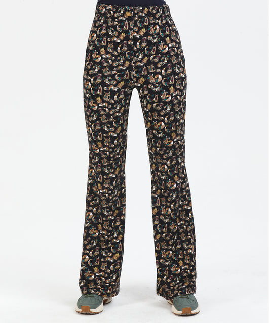 İspanyol Paça Şahmaran Desenli Pantolon