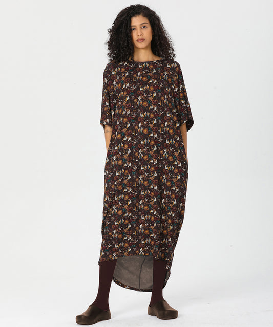 Rahat Kesim Burçlar Desenli Elbise