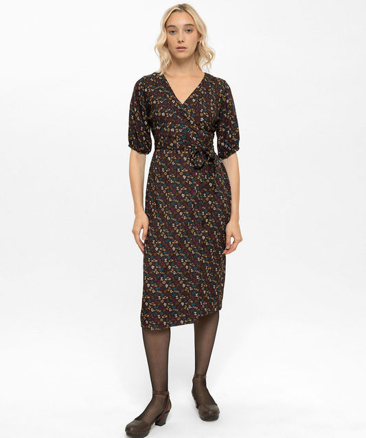 Burç Sembolleri Desenli Kruvaze Elbise