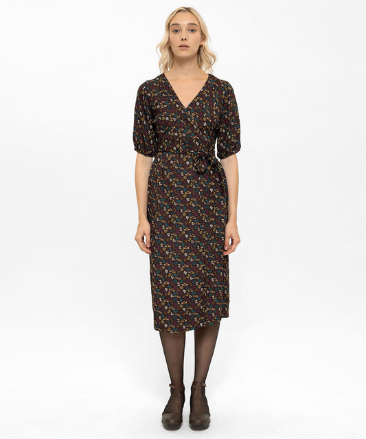 Burç Sembolleri Desenli Kruvaze Elbise