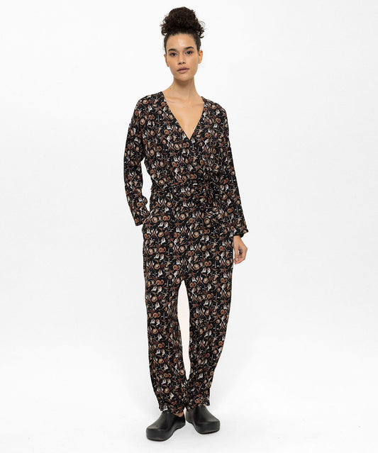 Belden Kuşaklı Burçlar Desenli Dokuma Tulum