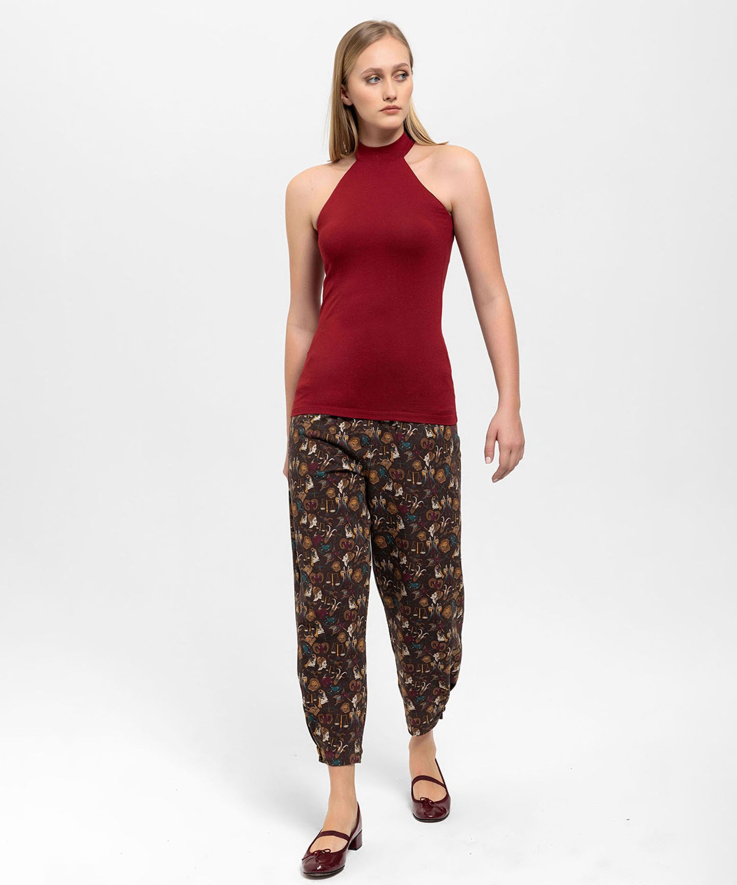 Boğazlı Bordo Halter Top