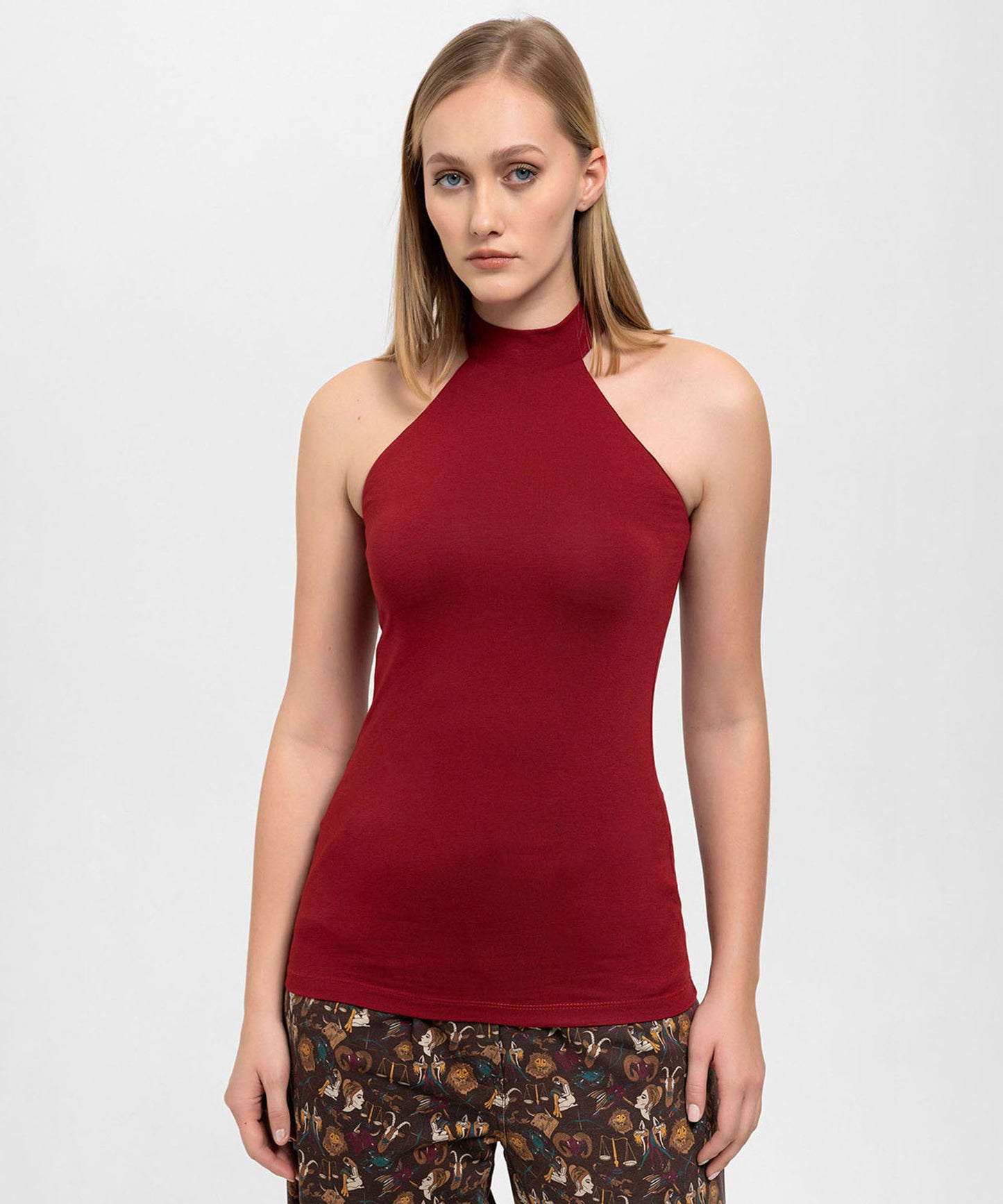 Boğazlı Bordo Halter Top