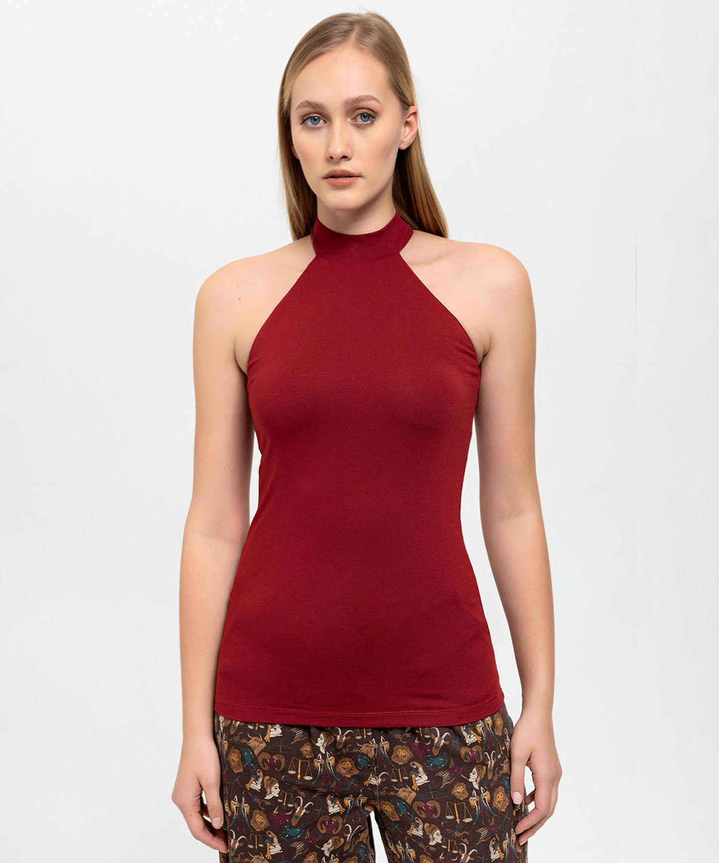Boğazlı Bordo Halter Top
