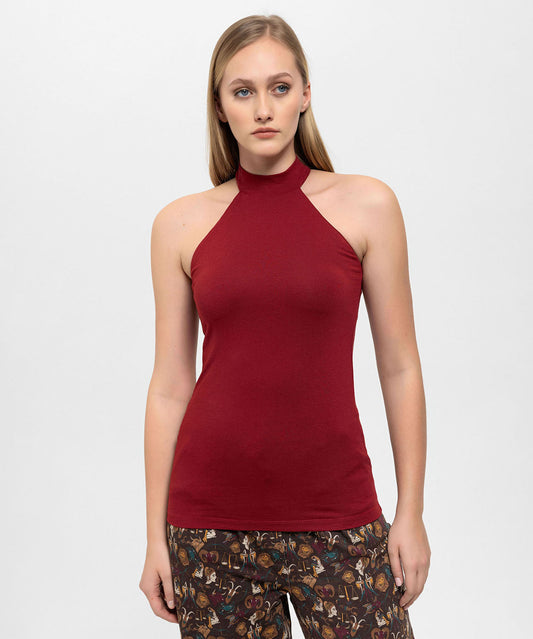 Boğazlı Bordo Halter Top