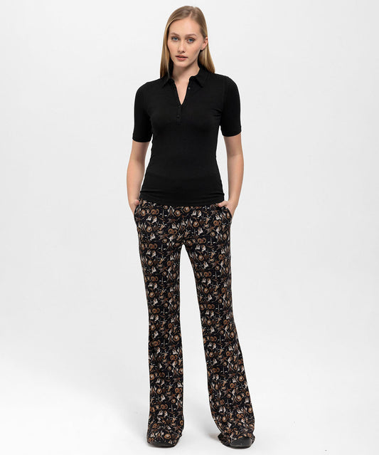 Önden Düğmeli ,Yakalı Siyah Slim Bluz