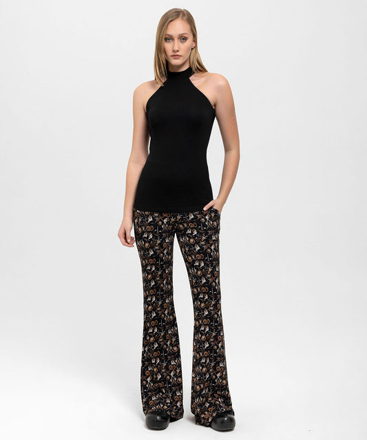 Boğazlı Siyah Halter Top