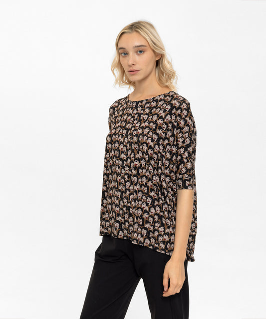 Oversize Desenli Bluz