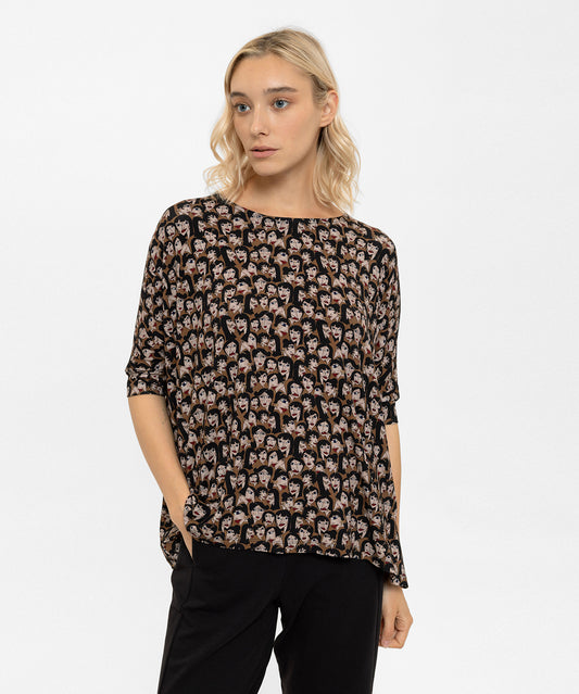 Oversize Desenli Bluz