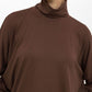 Boğazlı Oversize Kahverengi Bluz