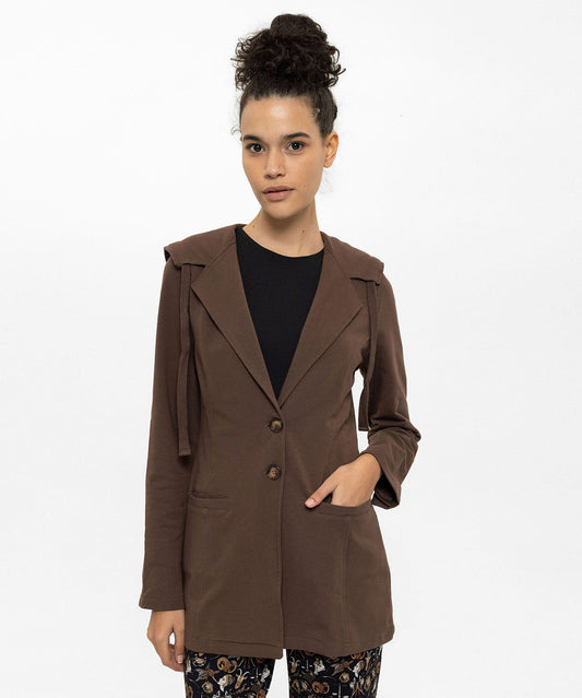 Kahverengi Kapüşonlu Ceket