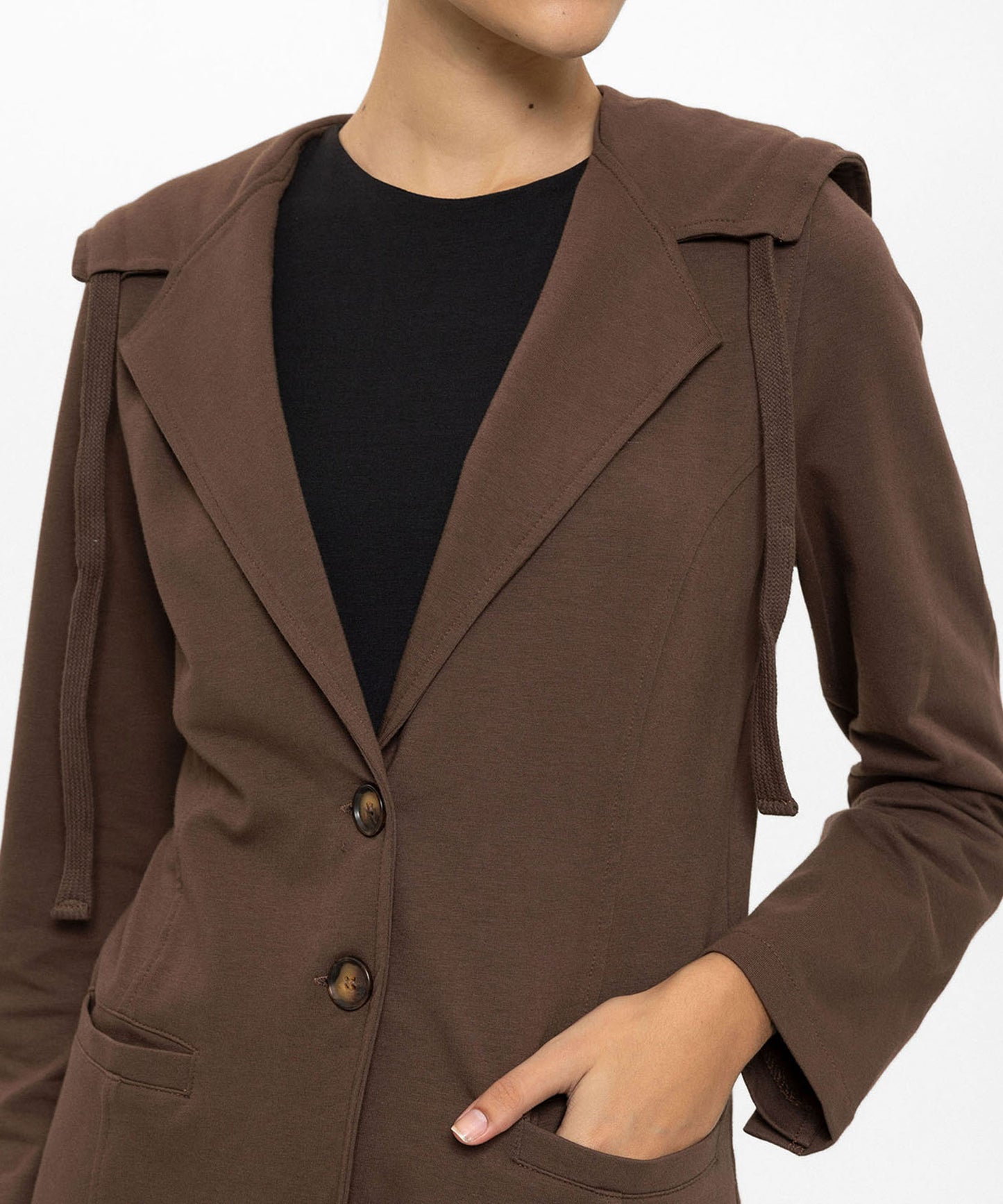 Kahverengi Kapüşonlu Ceket