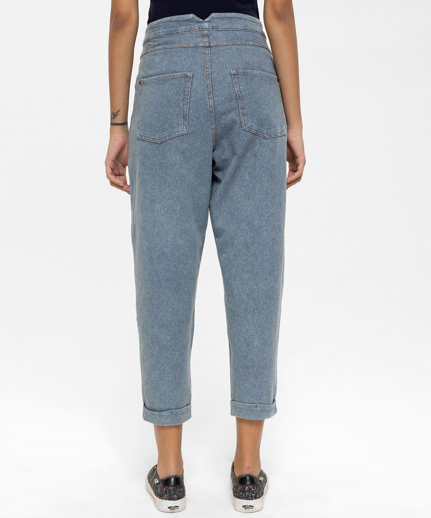 Denim Baskılı Mom Jeans Pantolon